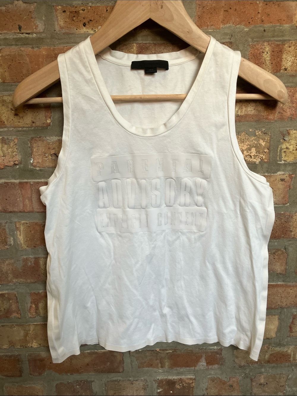 Alexander Wang white Parental Advisory tank top